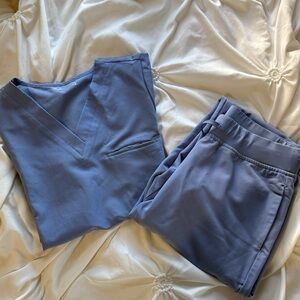 Mandala Ceil Blue Scrub Set with High-waisted Joggers- size petite small